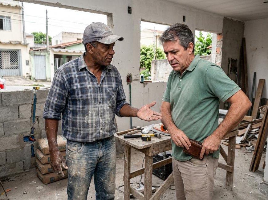 Empreiteiro pedindo adiantamento
