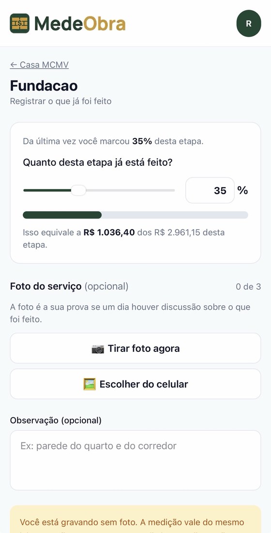 Medição da etapa com foto